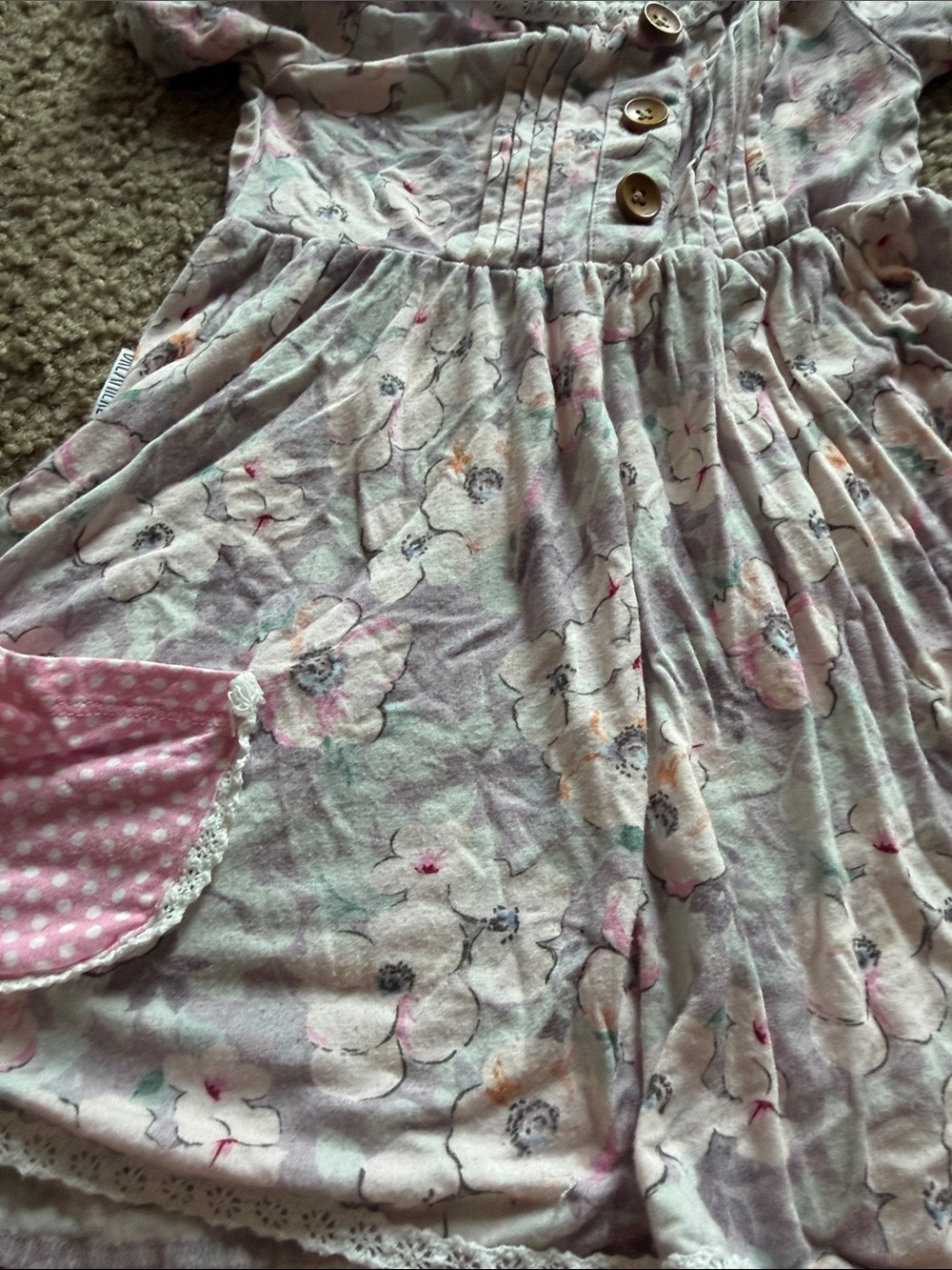 B51 Dreamiere Bamboo SS Twirl Dress w Lace Trim, 2/3t - Picture 3 of 3